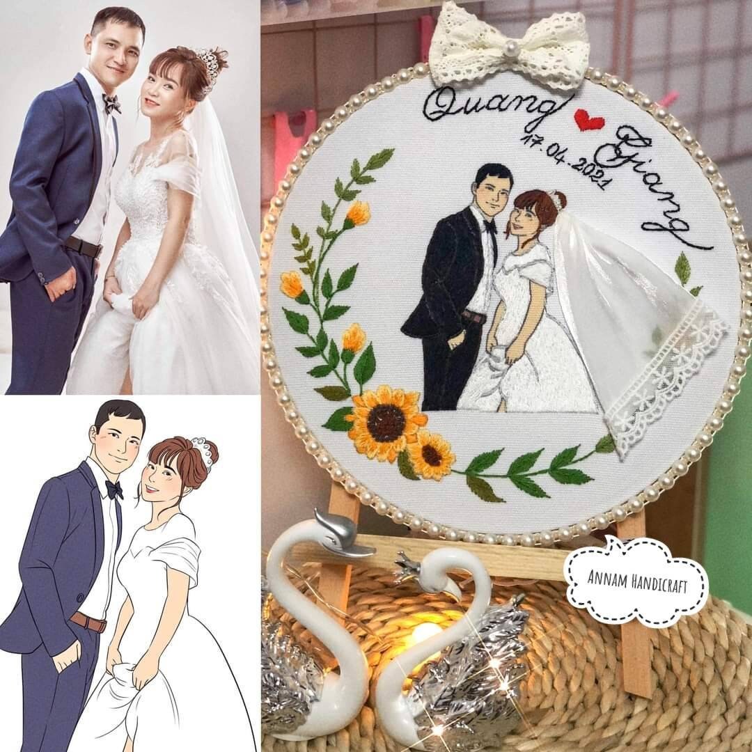 Wedding Photo Portrait Embroidery Hoop