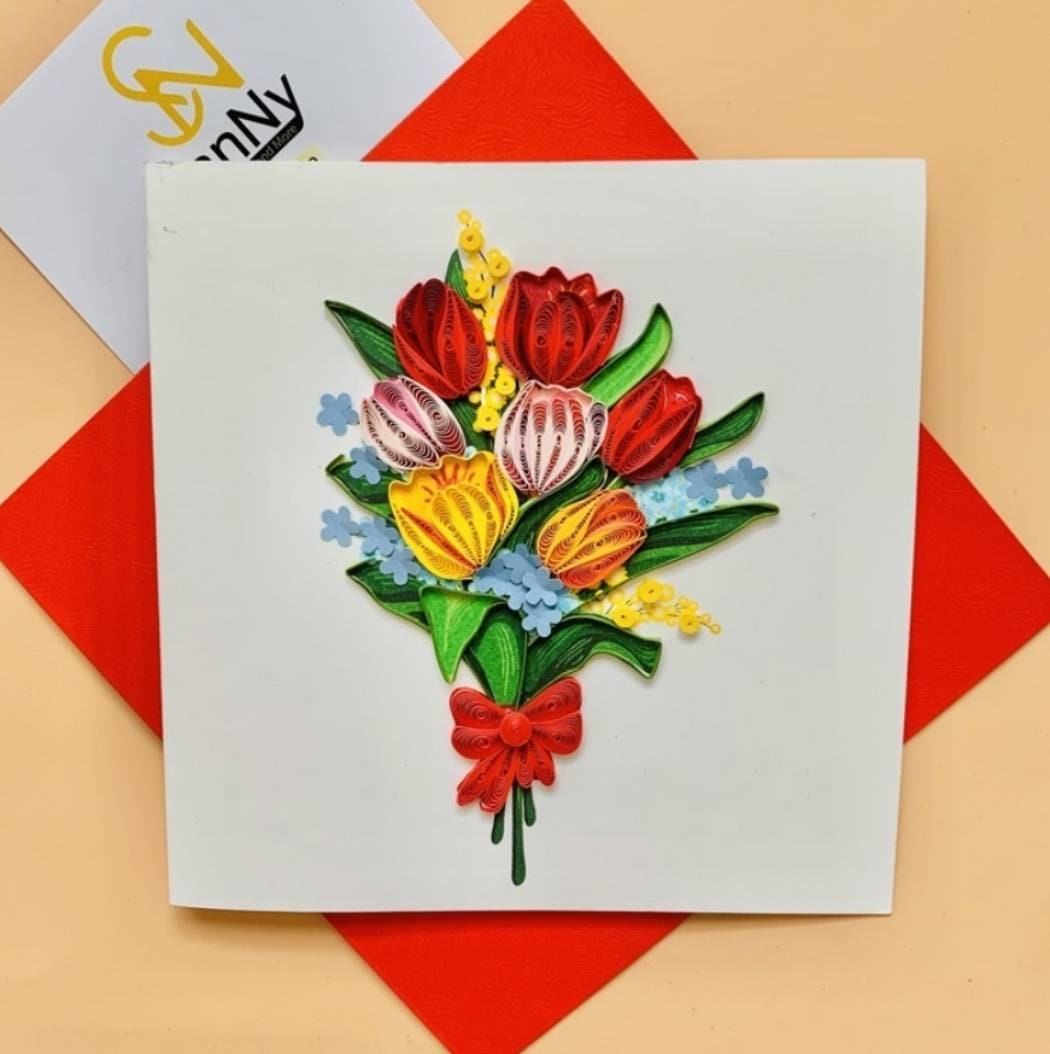 Flower Bouquet Quilling Card