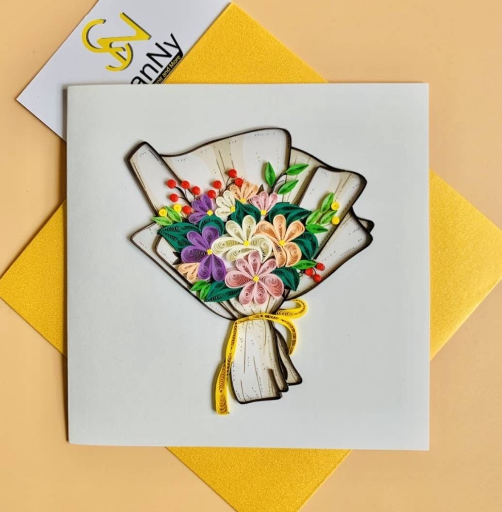 Flower Bouquet Quilling Card