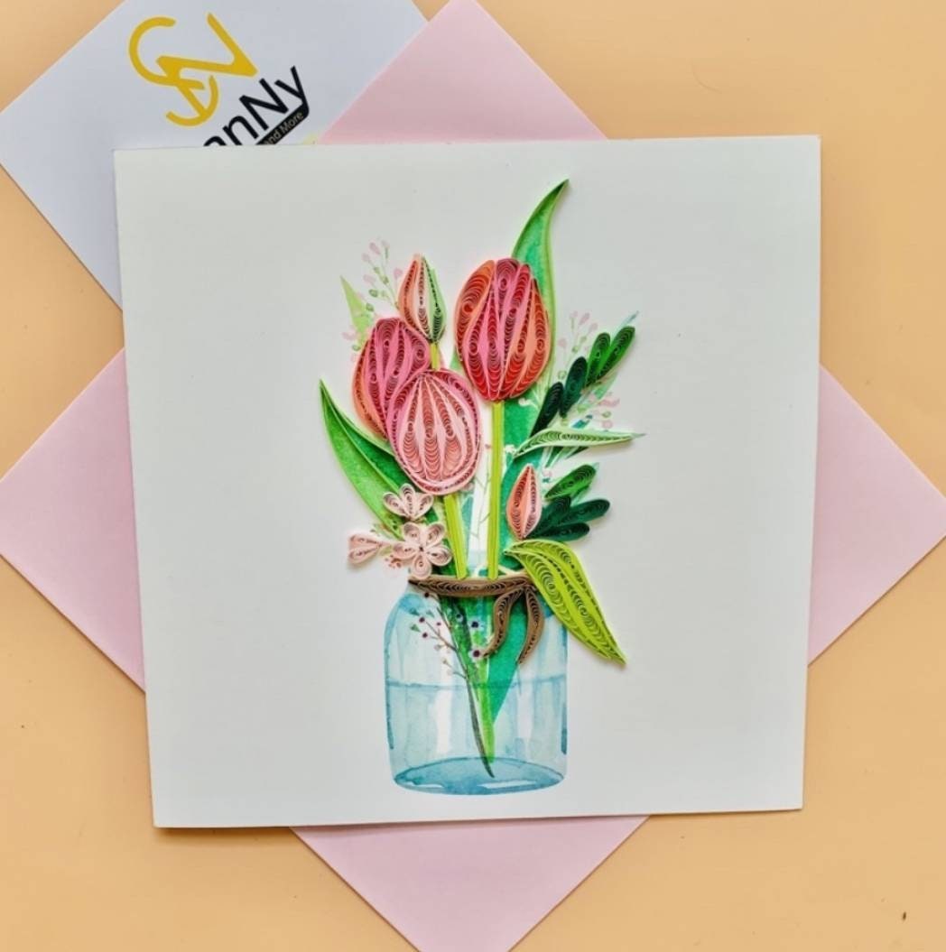 Flower Vase Quilling Card