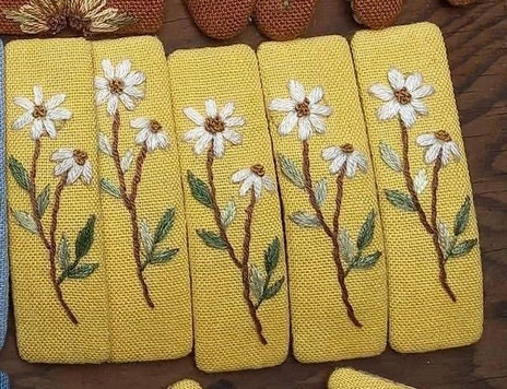 Sunflower & Rose Daisy Embroidered Hair Barrettes, Collection Layla