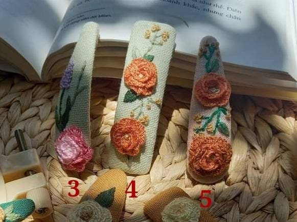 3D Floral Embroidered Hair Barrette, Ella Collection