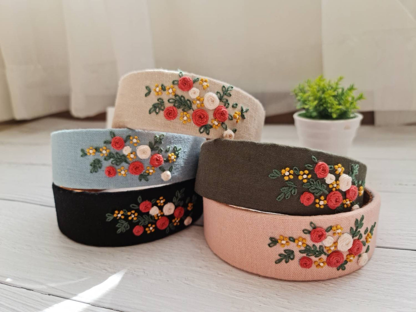 Floral Embroidered Wide Headband, Collection Maya